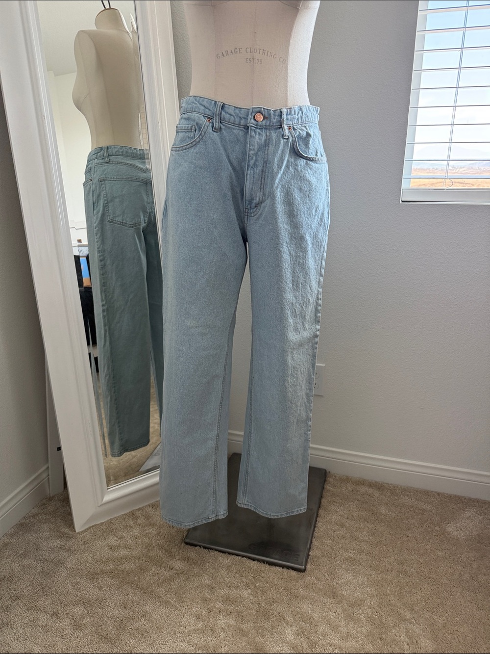 Light Wash Straight Leg Jeans